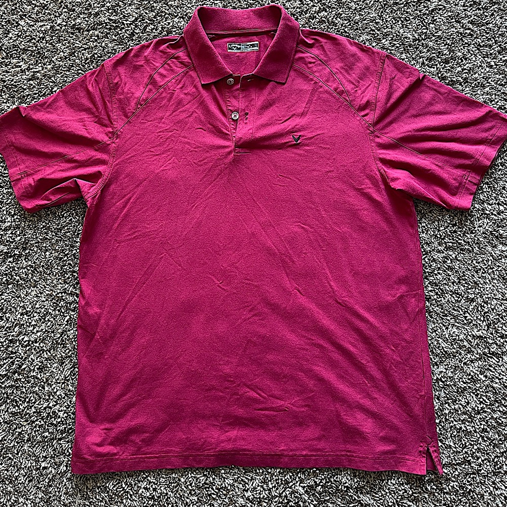 Callaway Golf Polo Shirt Maroon Short Sleeve Casual Workwear Men's Size Large